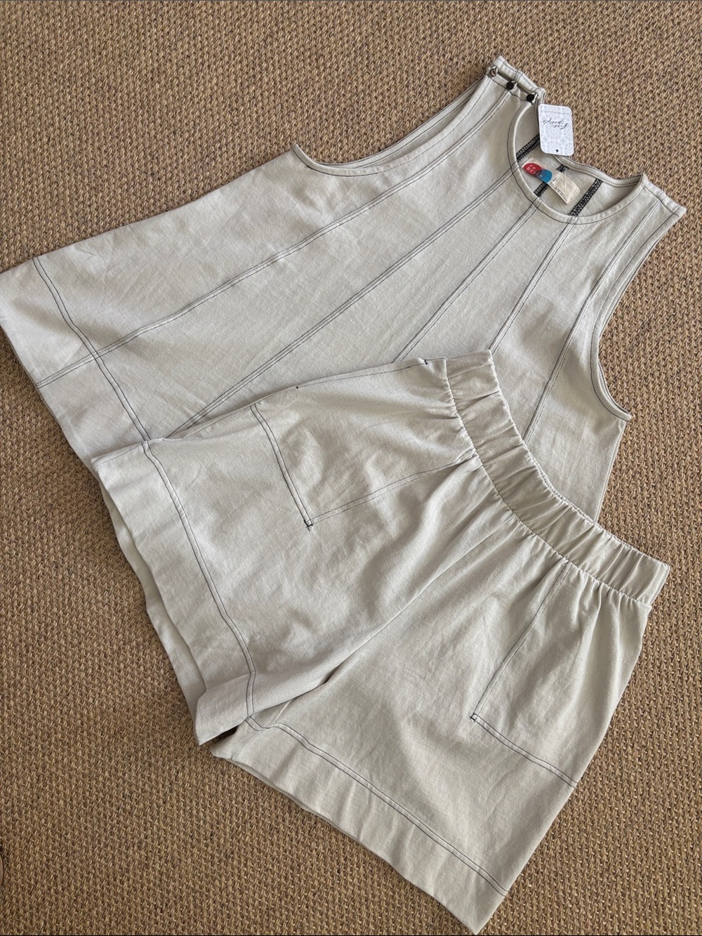 Free People Beige Tank & Shorts Set -Sz S - Picture 2 of 8